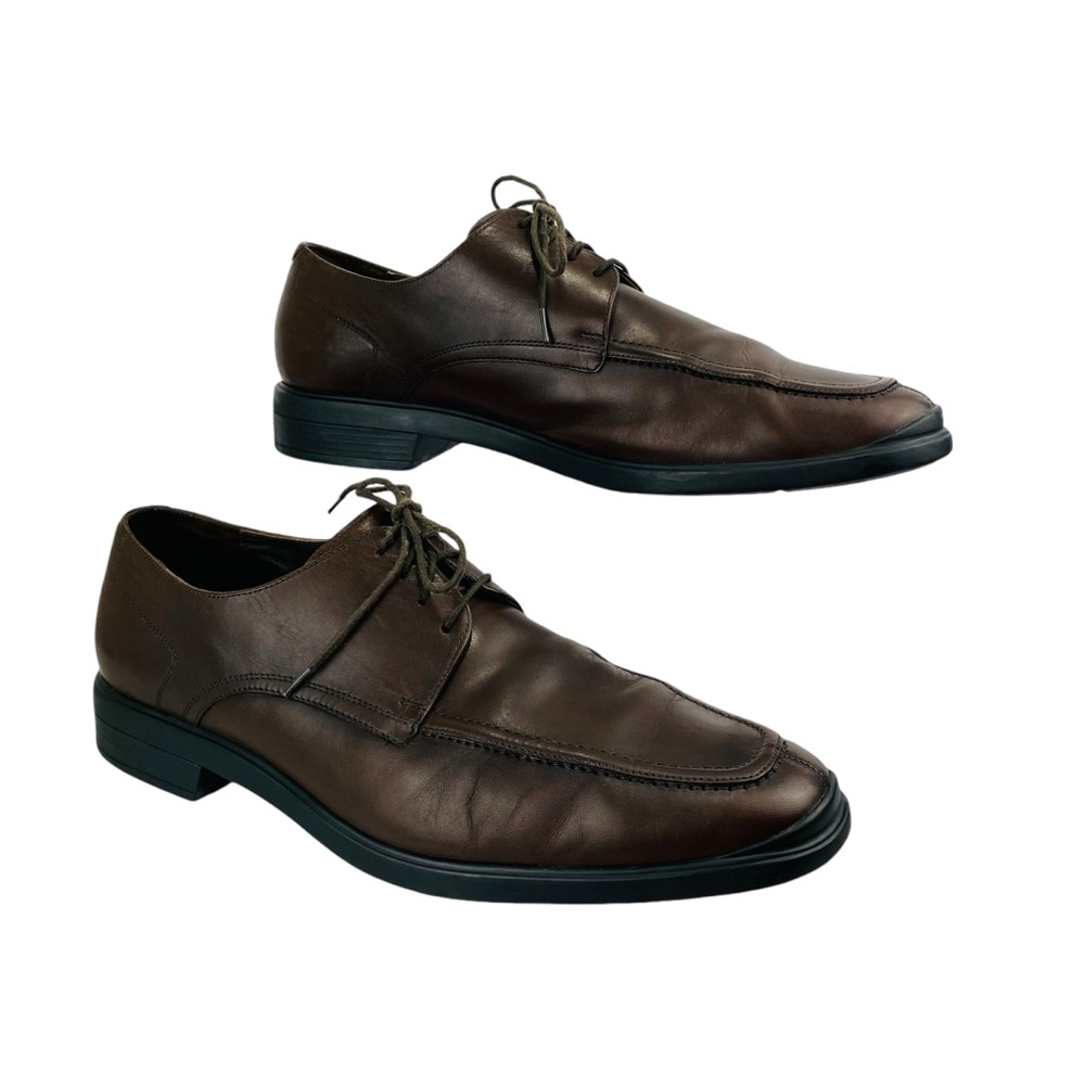 Cole Haan Leather Mens 13 M Dark Brown Square Split Toe Comfort Lace Up C10697